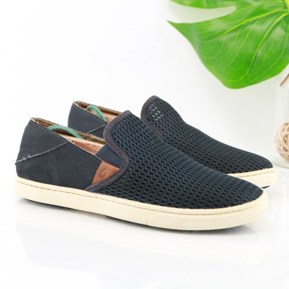 OluKai Womens Pehuea Slip On Shoe Size 7 Navy Blue Mesh Relaxed Comvertible Mule